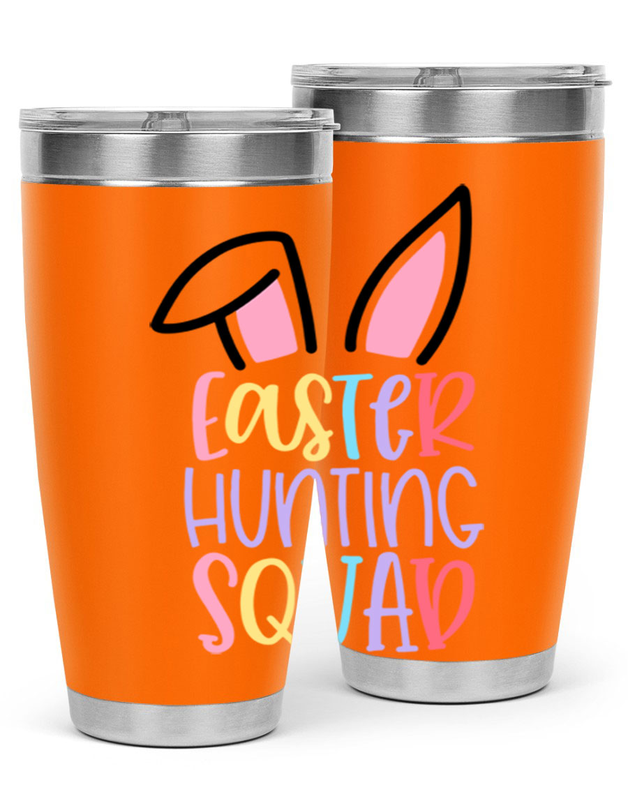 Easter Hunting Squad 20oz Tumbler featuring double wall vacuum stainless steel design with vibrant Easter-themed graphics.