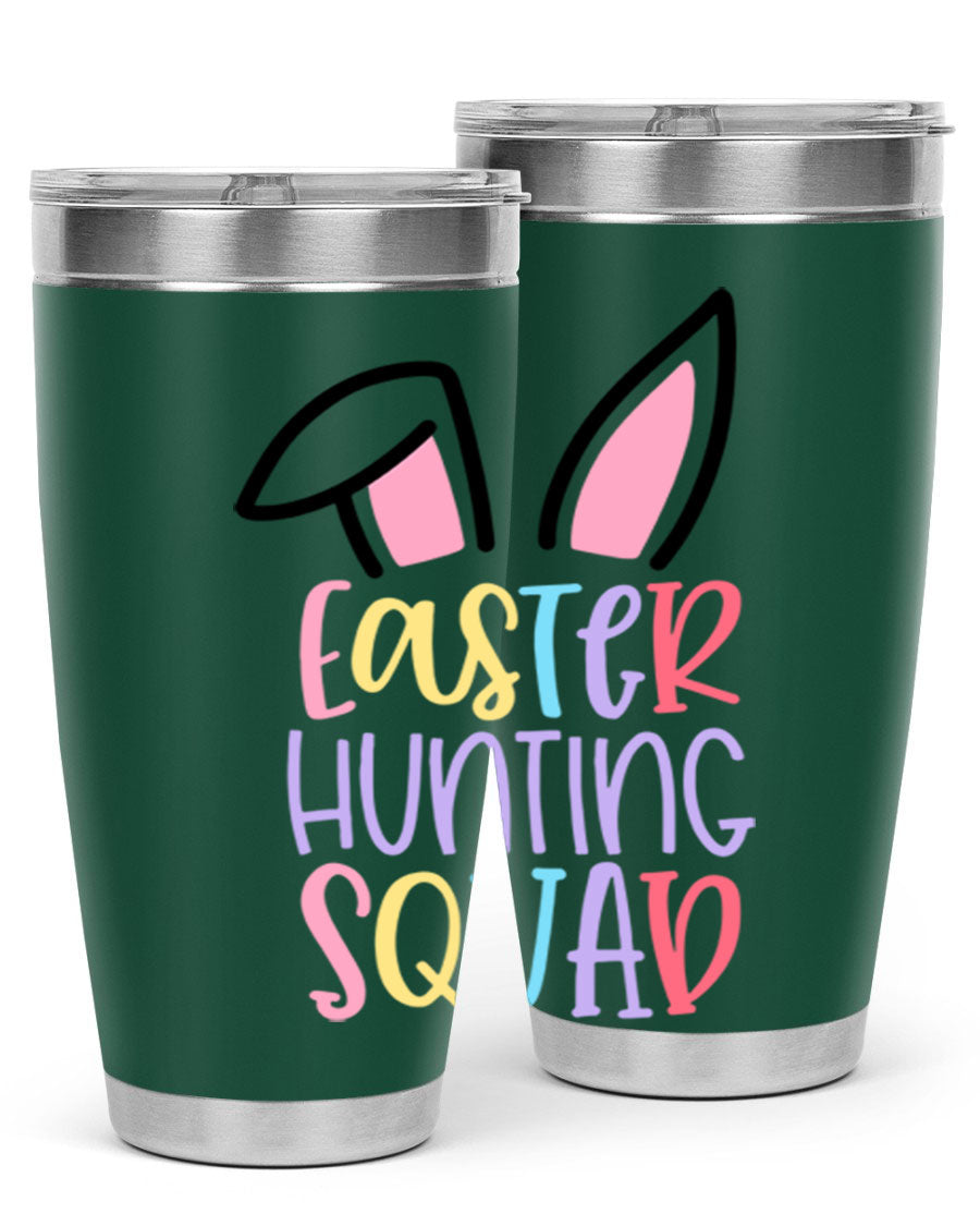 Easter Hunting Squad 20oz Tumbler featuring double wall vacuum stainless steel design with vibrant Easter-themed graphics.