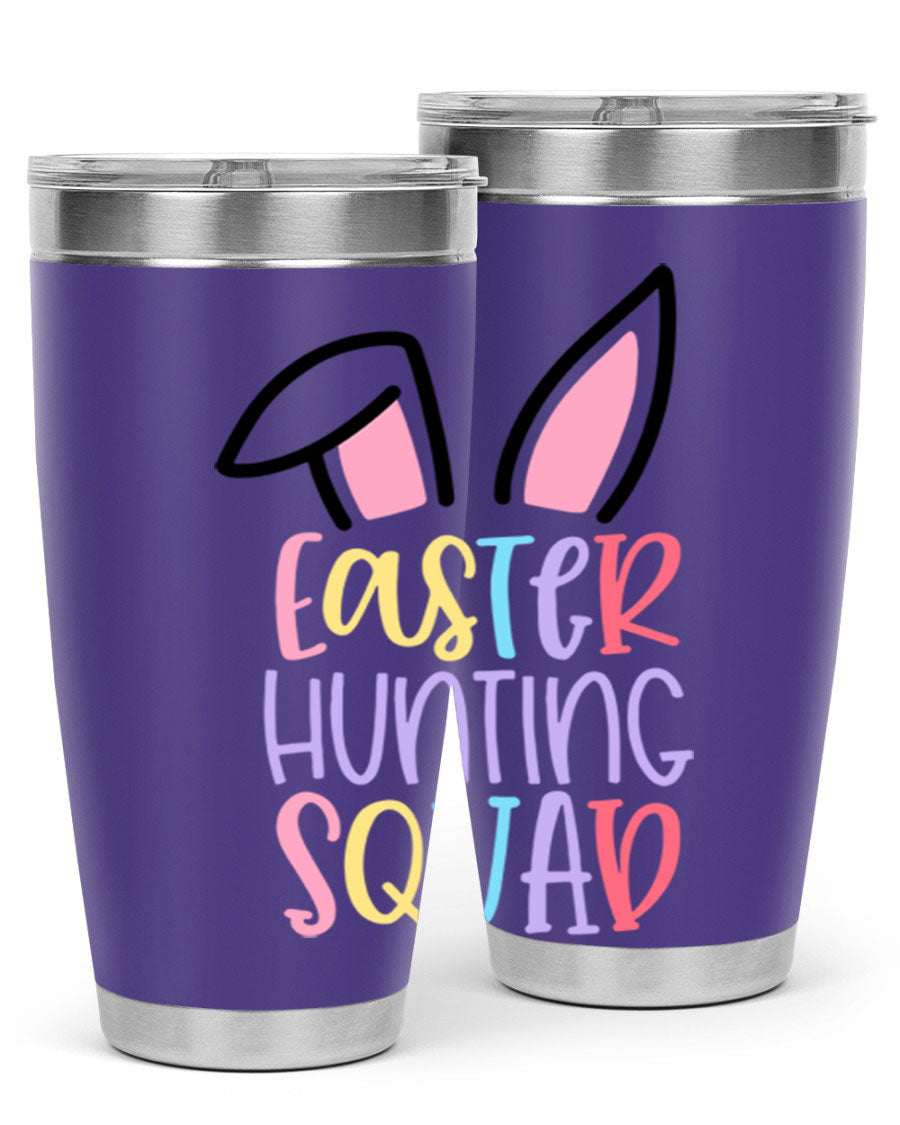 Easter Hunting Squad 20oz Tumbler featuring double wall vacuum stainless steel design with vibrant Easter-themed graphics.