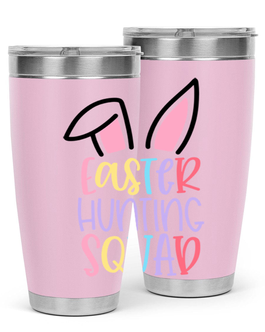 Easter Hunting Squad 20oz Tumbler featuring double wall vacuum stainless steel design with vibrant Easter-themed graphics.