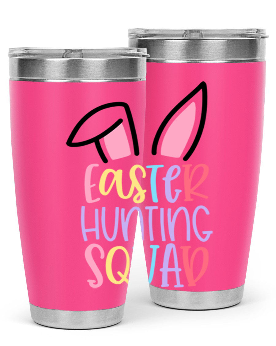Easter Hunting Squad 20oz Tumbler featuring double wall vacuum stainless steel design with vibrant Easter-themed graphics.