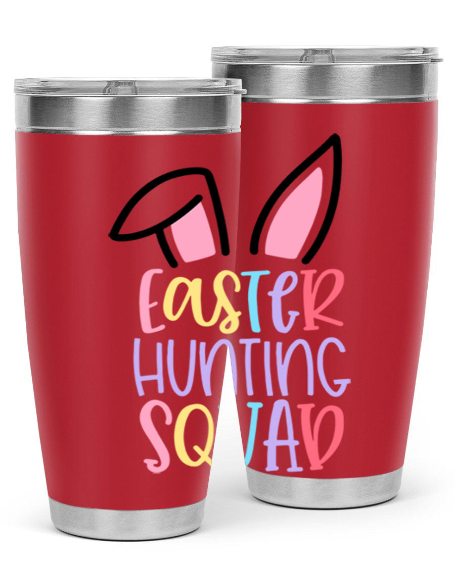 Easter Hunting Squad 20oz Tumbler featuring double wall vacuum stainless steel design with vibrant Easter-themed graphics.