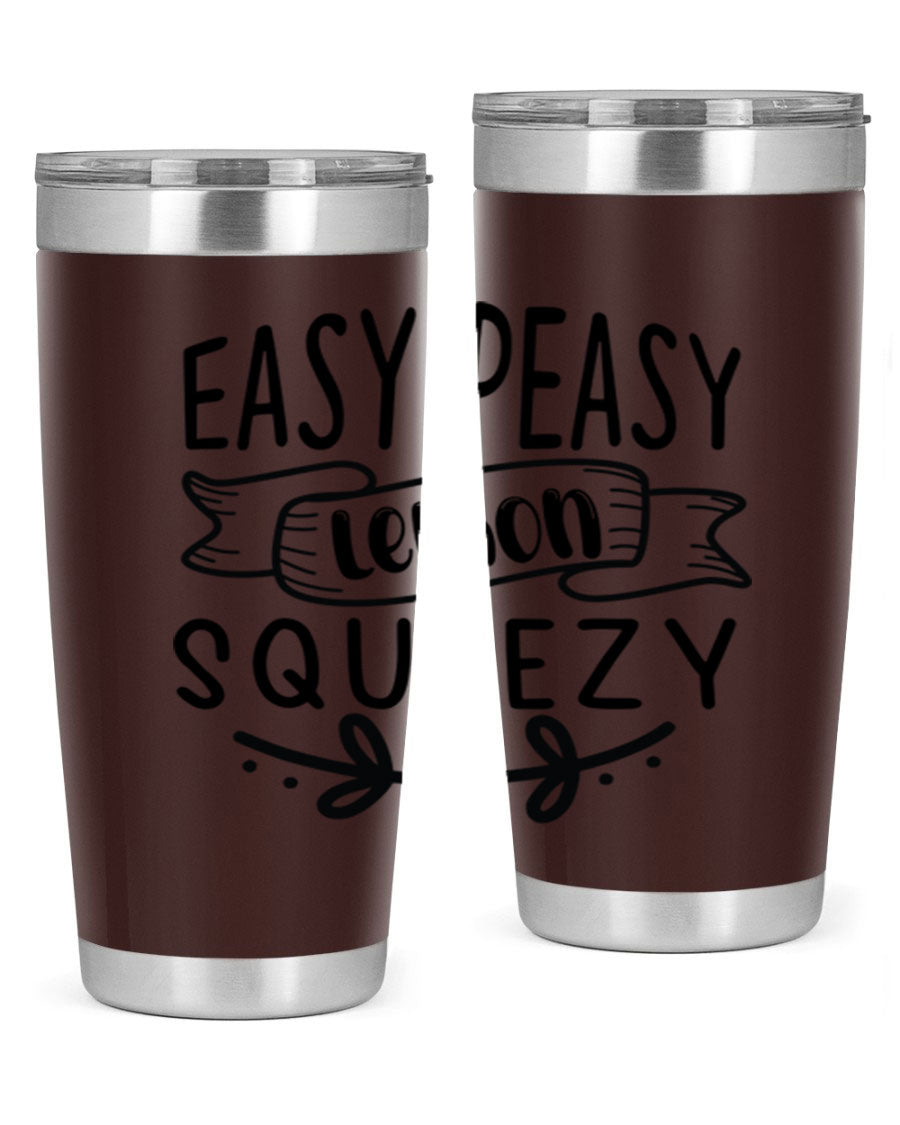 Easy Peasy Lemon Squeezy 155# Mermaid Tumbler in vibrant colors, showcasing its double wall vacuum stainless steel design and drink-thru lid.