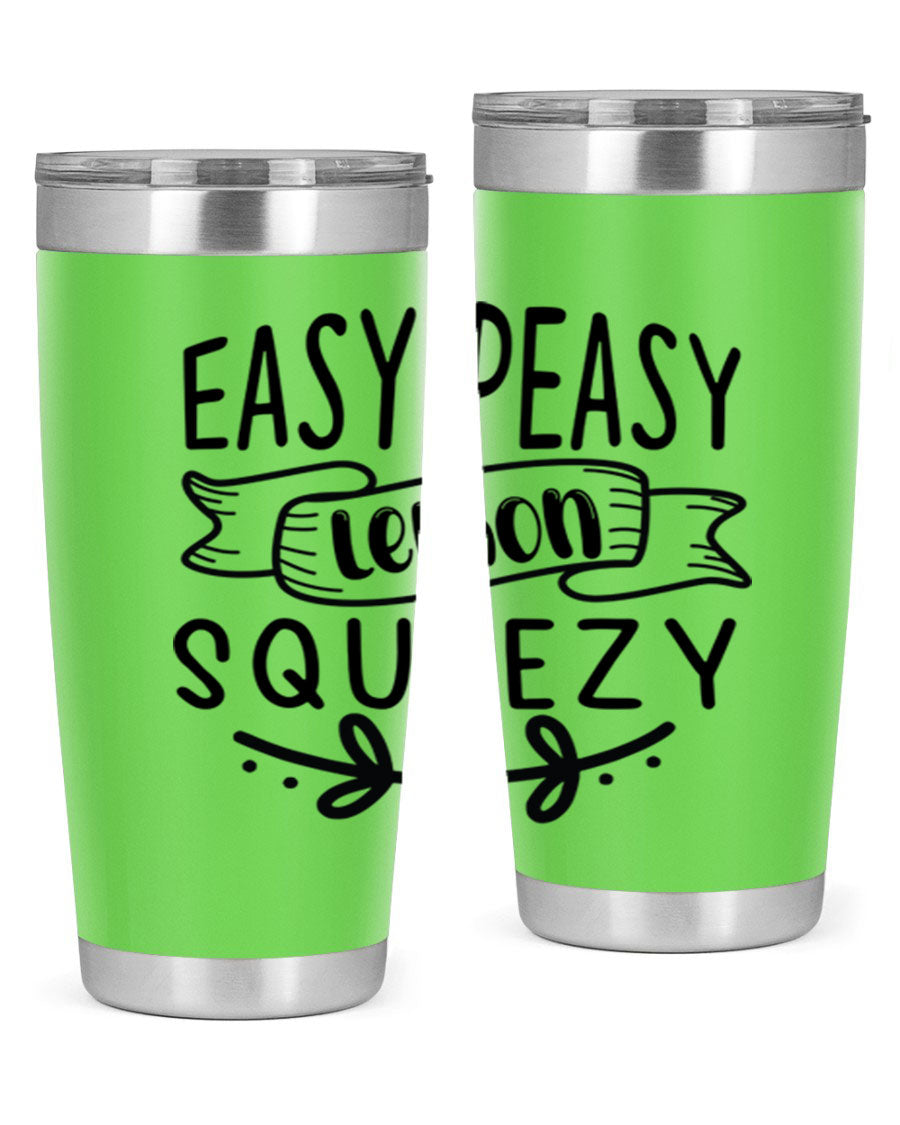 Easy Peasy Lemon Squeezy 155# Mermaid Tumbler in vibrant colors, showcasing its double wall vacuum stainless steel design and drink-thru lid.