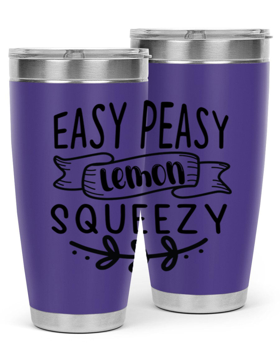 Easy Peasy Lemon Squeezy 155# Mermaid Tumbler in vibrant colors, showcasing its double wall vacuum stainless steel design and drink-thru lid.