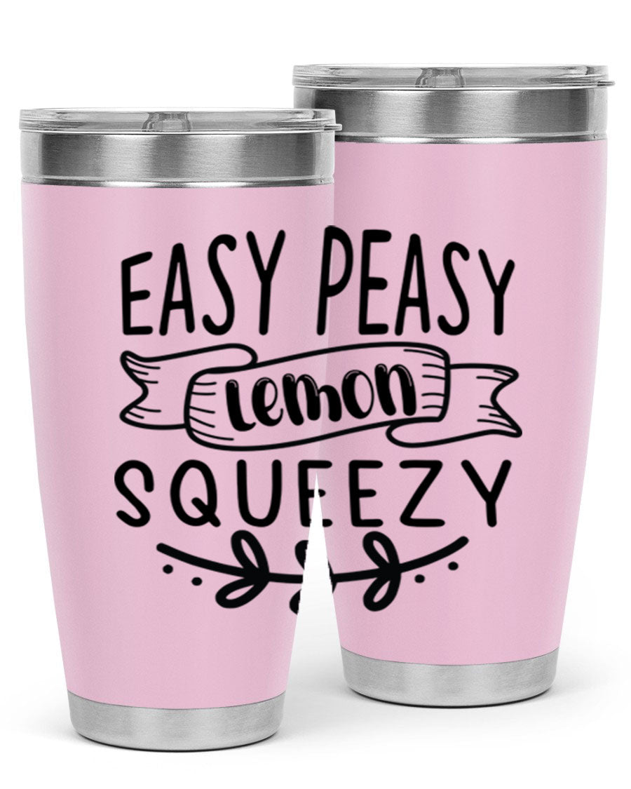 Easy Peasy Lemon Squeezy 155# Mermaid Tumbler in vibrant colors, showcasing its double wall vacuum stainless steel design and drink-thru lid.
