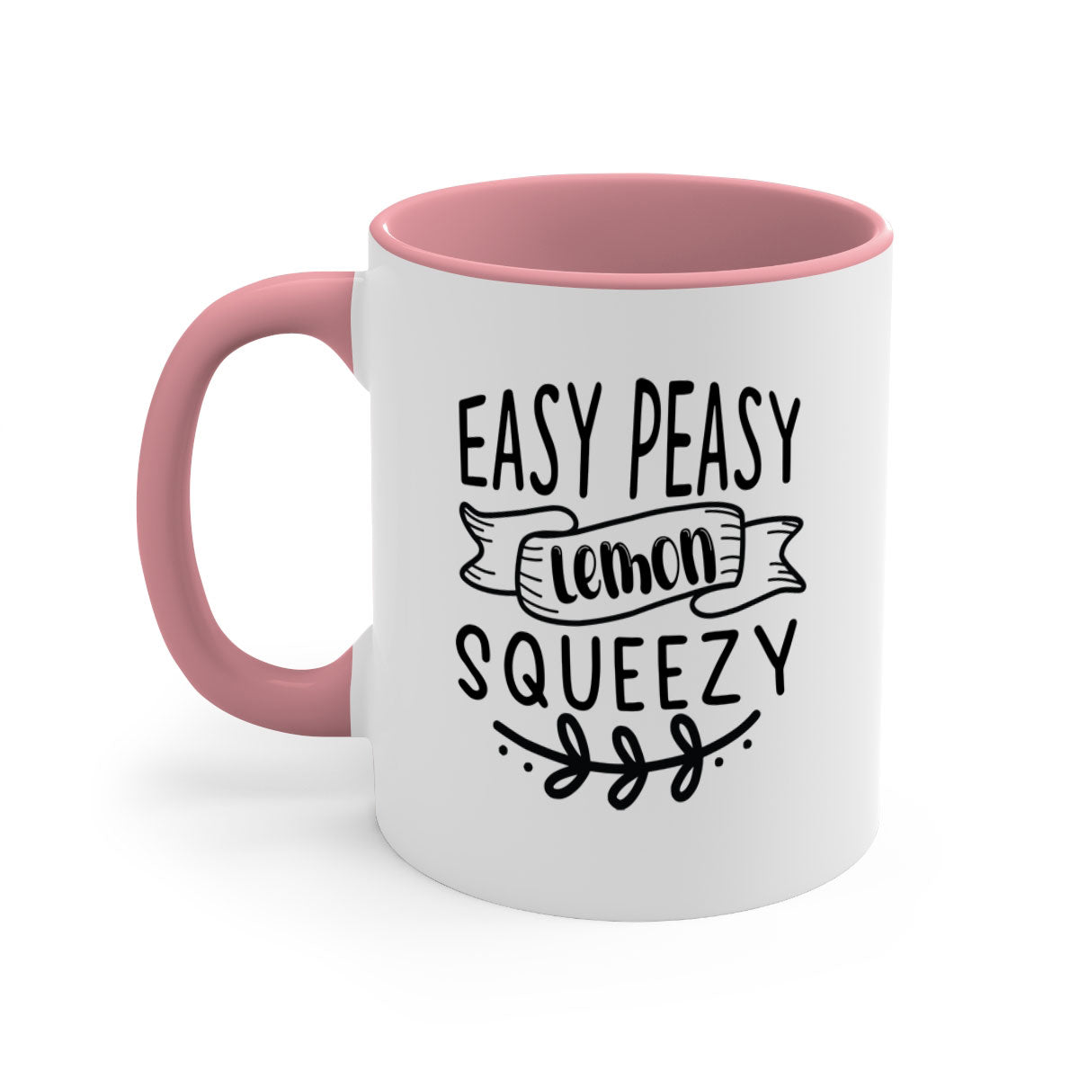 Easy Peasy Lemon Squeezy Mermaid Mug with colorful handle and glossy finish, available in multiple sizes.