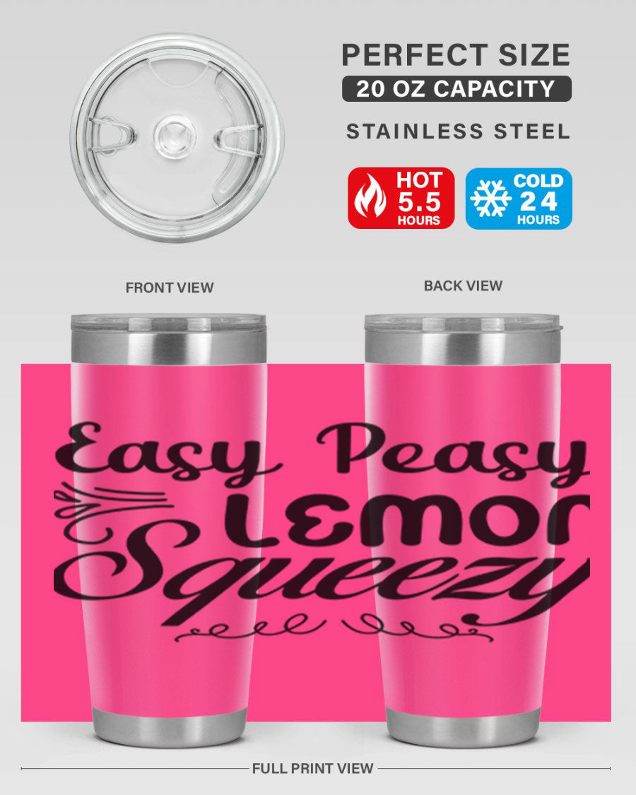 Easy Peasy Lemon Squeezy 156# Mermaid Tumbler in vibrant colors, showcasing its double wall stainless steel design and drink-thru lid.