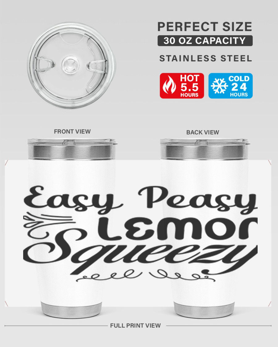 Easy Peasy Lemon Squeezy 156# Mermaid Tumbler in vibrant colors, showcasing its double wall stainless steel design and drink-thru lid.