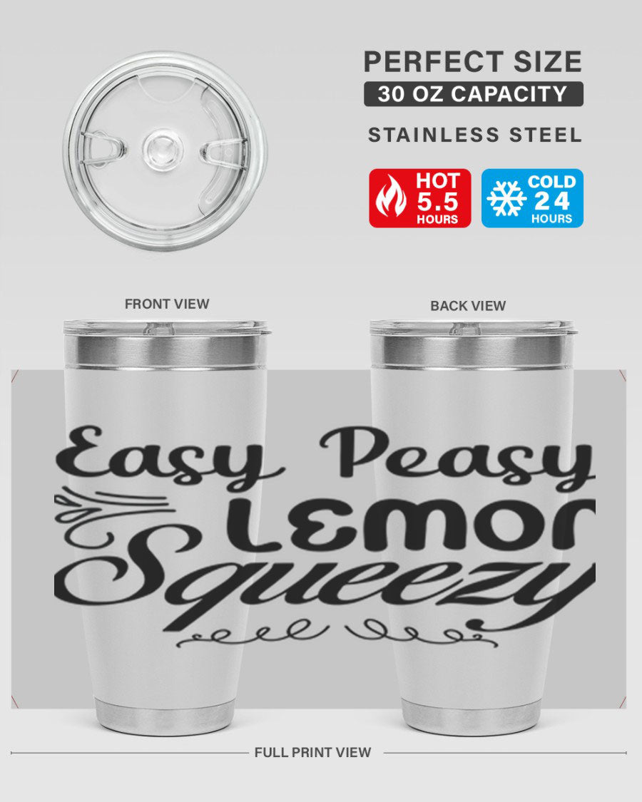 Easy Peasy Lemon Squeezy 156# Mermaid Tumbler in vibrant colors, showcasing its double wall stainless steel design and drink-thru lid.