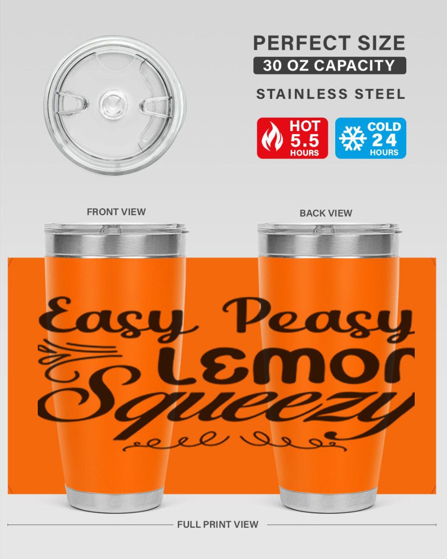 Easy Peasy Lemon Squeezy 156# Mermaid Tumbler in vibrant colors, showcasing its double wall stainless steel design and drink-thru lid.