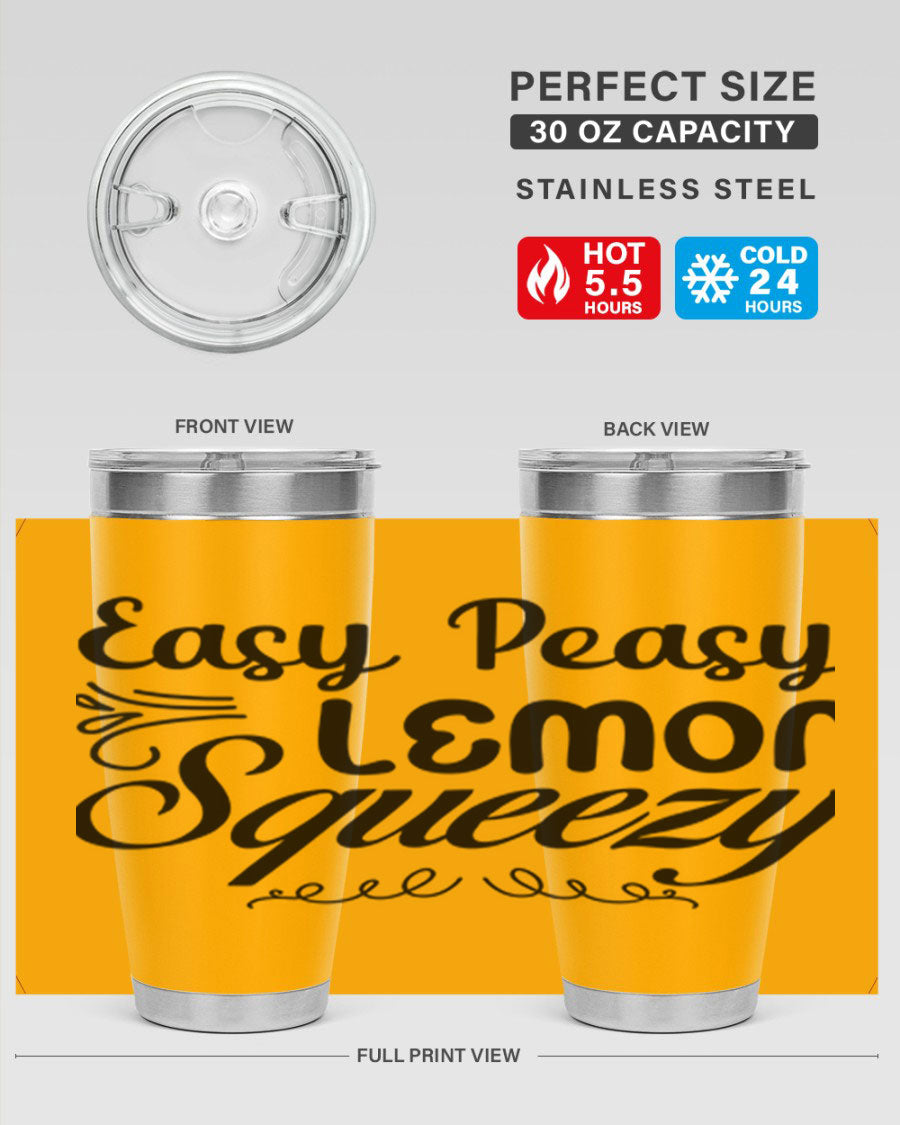 Easy Peasy Lemon Squeezy 156# Mermaid Tumbler in vibrant colors, showcasing its double wall stainless steel design and drink-thru lid.