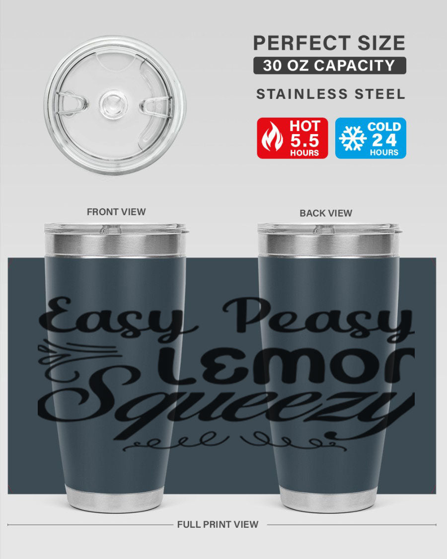 Easy Peasy Lemon Squeezy 156# Mermaid Tumbler in vibrant colors, showcasing its double wall stainless steel design and drink-thru lid.