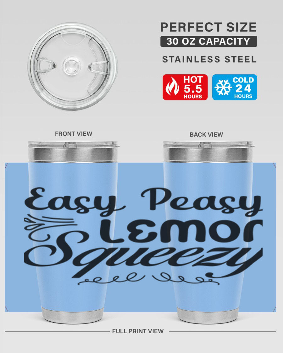 Easy Peasy Lemon Squeezy 156# Mermaid Tumbler in vibrant colors, showcasing its double wall stainless steel design and drink-thru lid.