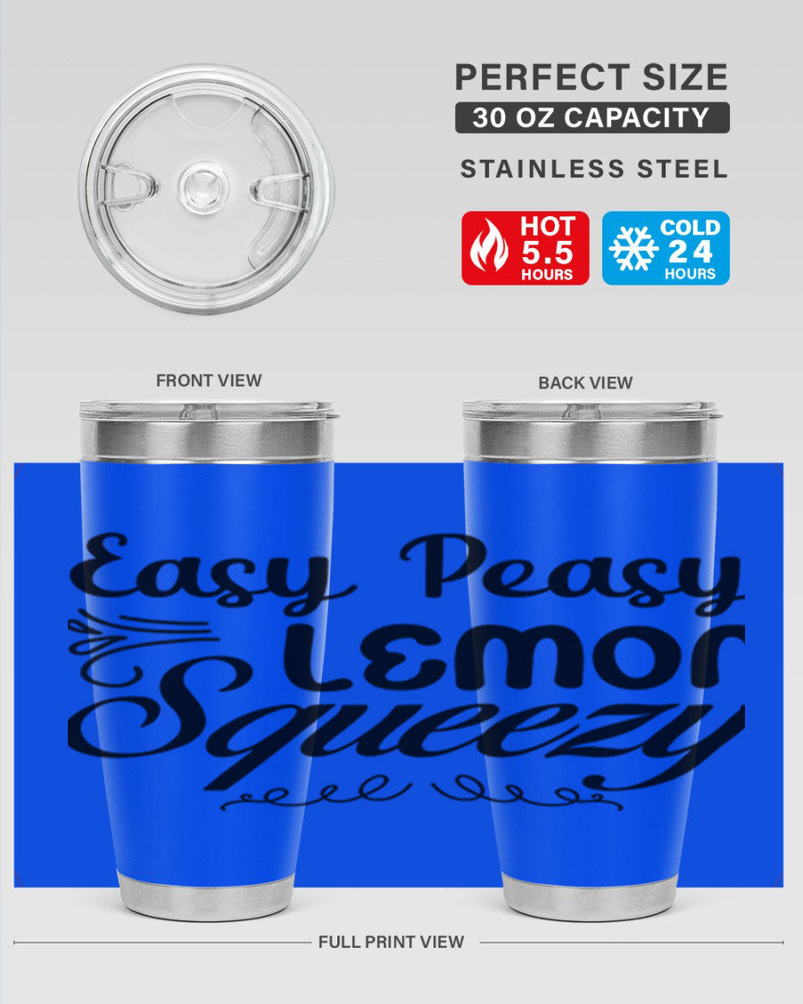 Easy Peasy Lemon Squeezy 156# Mermaid Tumbler in vibrant colors, showcasing its double wall stainless steel design and drink-thru lid.