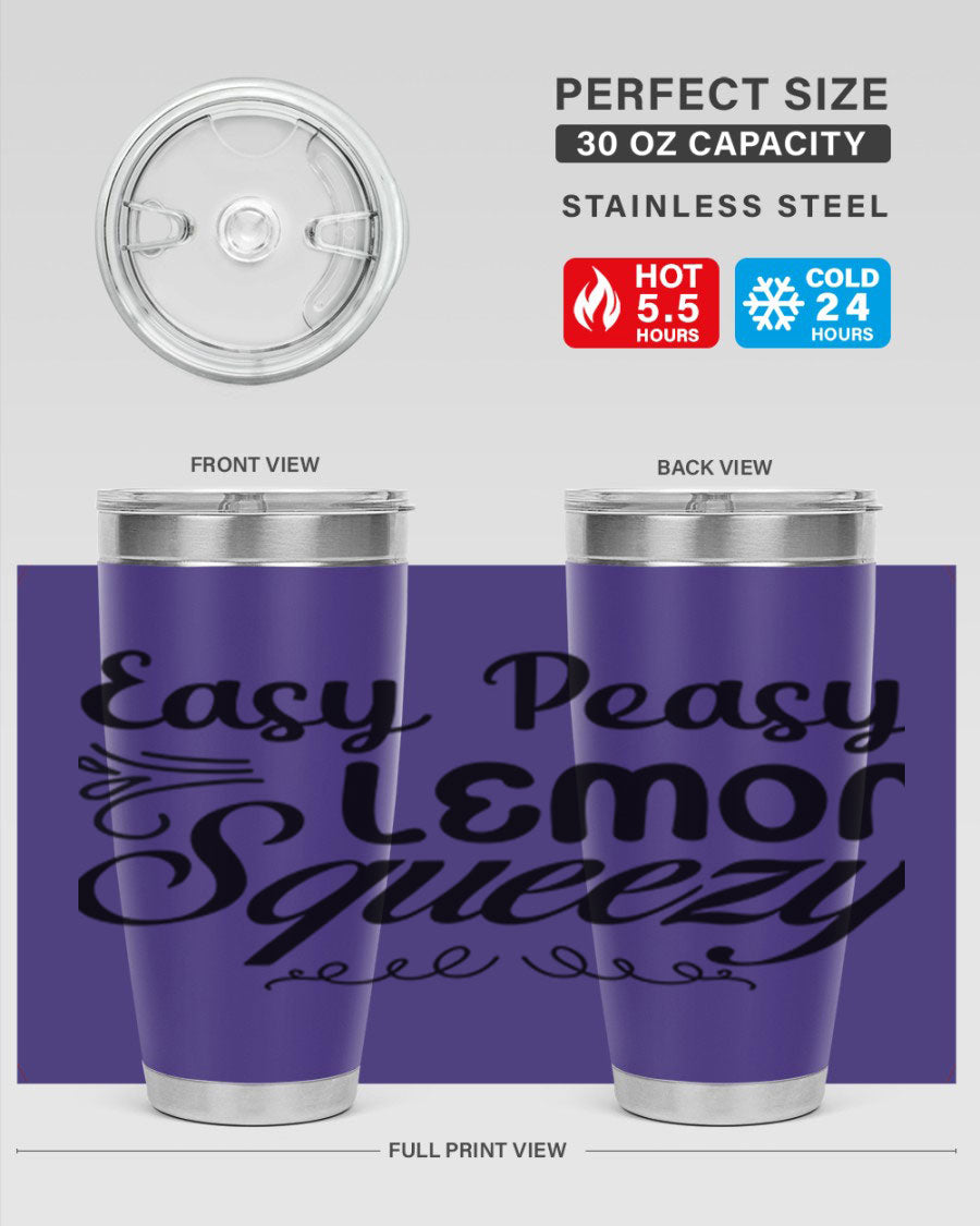 Easy Peasy Lemon Squeezy 156# Mermaid Tumbler in vibrant colors, showcasing its double wall stainless steel design and drink-thru lid.