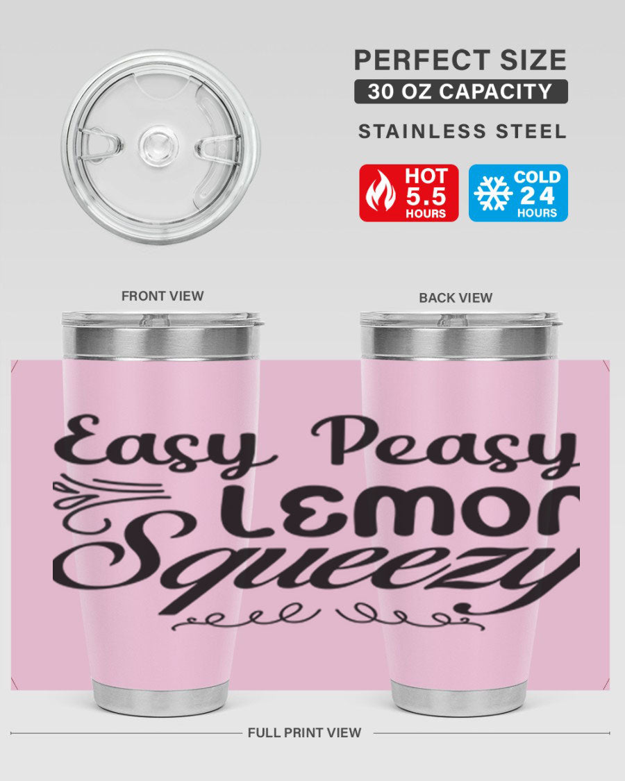 Easy Peasy Lemon Squeezy 156# Mermaid Tumbler in vibrant colors, showcasing its double wall stainless steel design and drink-thru lid.