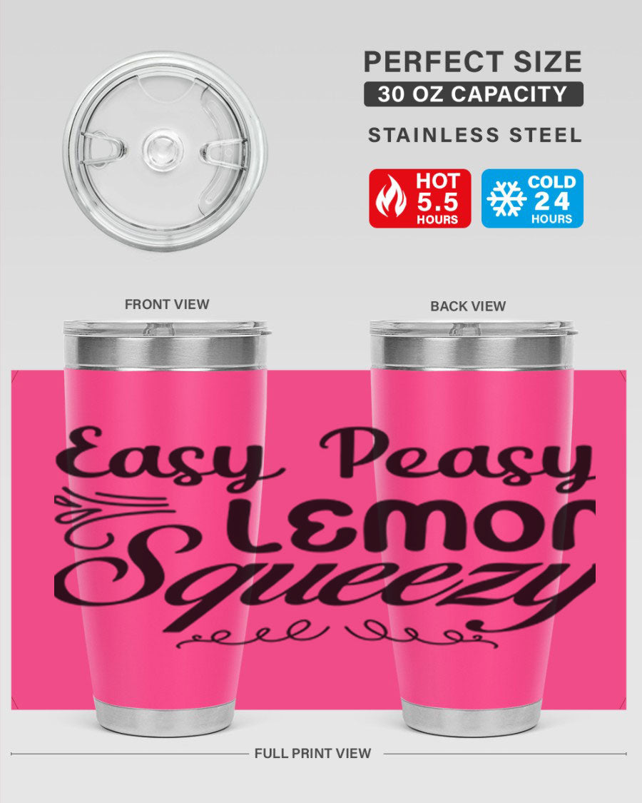 Easy Peasy Lemon Squeezy 156# Mermaid Tumbler in vibrant colors, showcasing its double wall stainless steel design and drink-thru lid.