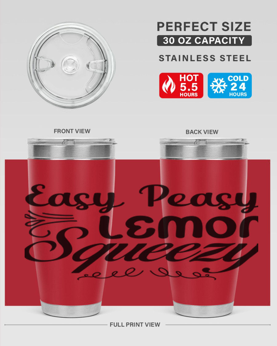 Easy Peasy Lemon Squeezy 156# Mermaid Tumbler in vibrant colors, showcasing its double wall stainless steel design and drink-thru lid.