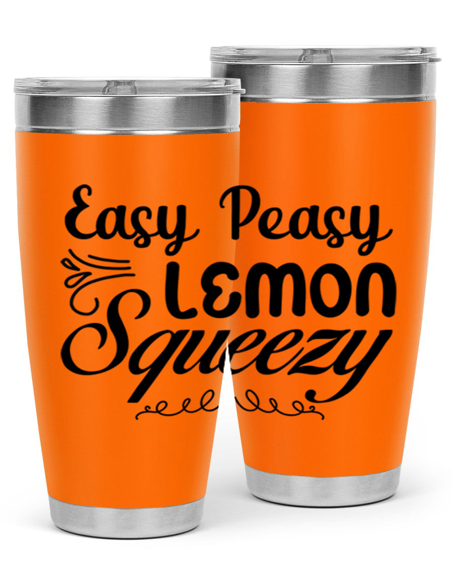 Easy Peasy Lemon Squeezy 156# Mermaid Tumbler in vibrant colors, showcasing its double wall stainless steel design and drink-thru lid.