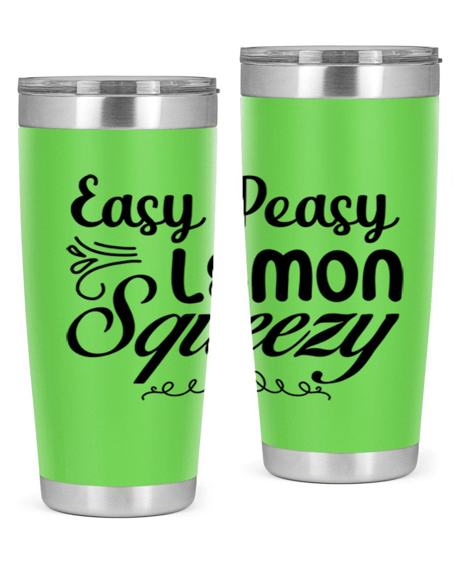 Easy Peasy Lemon Squeezy 156# Mermaid Tumbler in vibrant colors, showcasing its double wall stainless steel design and drink-thru lid.