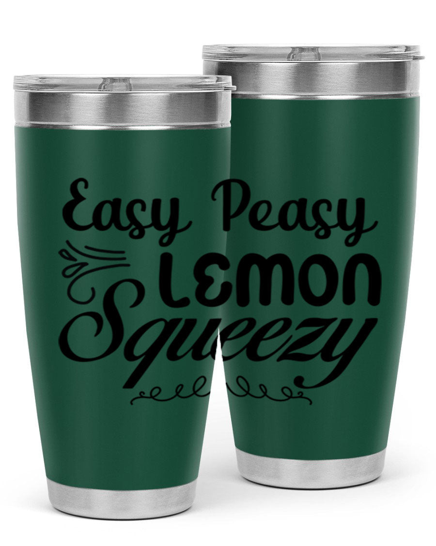 Easy Peasy Lemon Squeezy 156# Mermaid Tumbler in vibrant colors, showcasing its double wall stainless steel design and drink-thru lid.