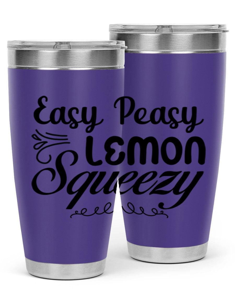 Easy Peasy Lemon Squeezy 156# Mermaid Tumbler in vibrant colors, showcasing its double wall stainless steel design and drink-thru lid.