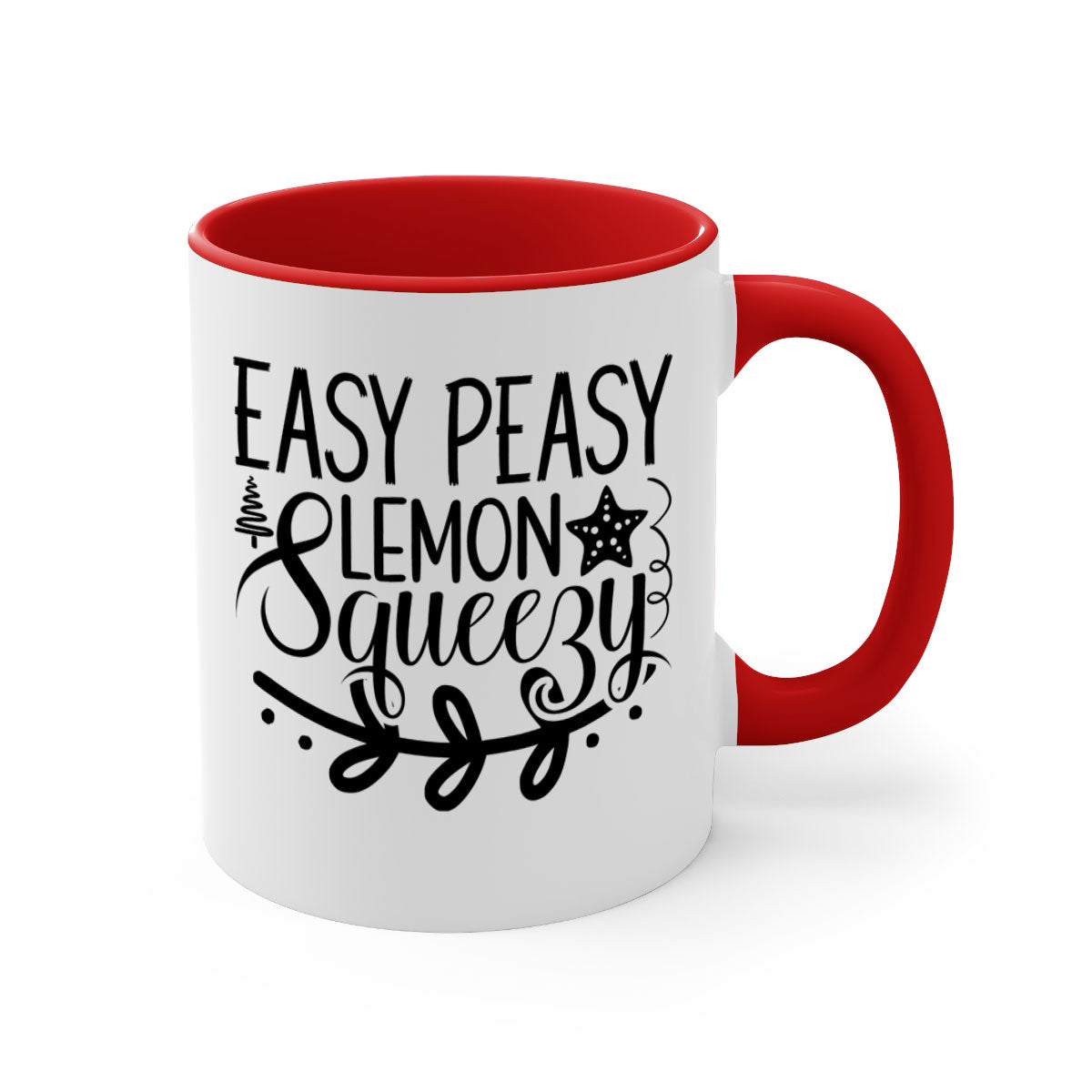 Easy Peasy Lemon Squeezy 157# Mug with colorful handle and glossy finish, available in multiple sizes.