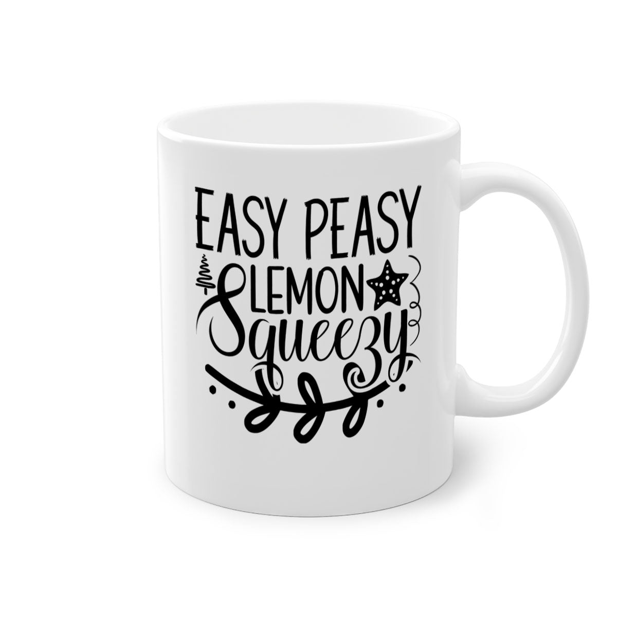 Easy Peasy Lemon Squeezy 157# Mug with colorful handle and glossy finish, available in multiple sizes.