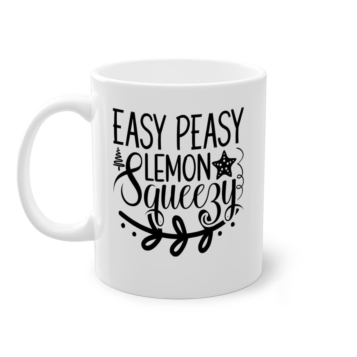 Easy Peasy Lemon Squeezy 157# Mug with colorful handle and glossy finish, available in multiple sizes.