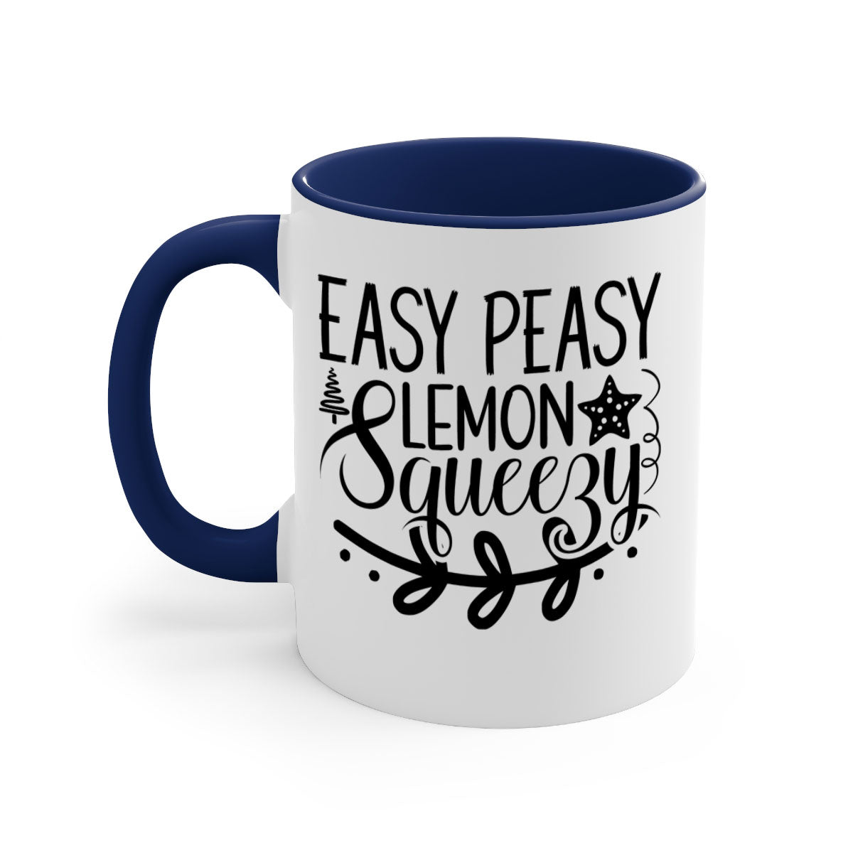 Easy Peasy Lemon Squeezy 157# Mug with colorful handle and glossy finish, available in multiple sizes.