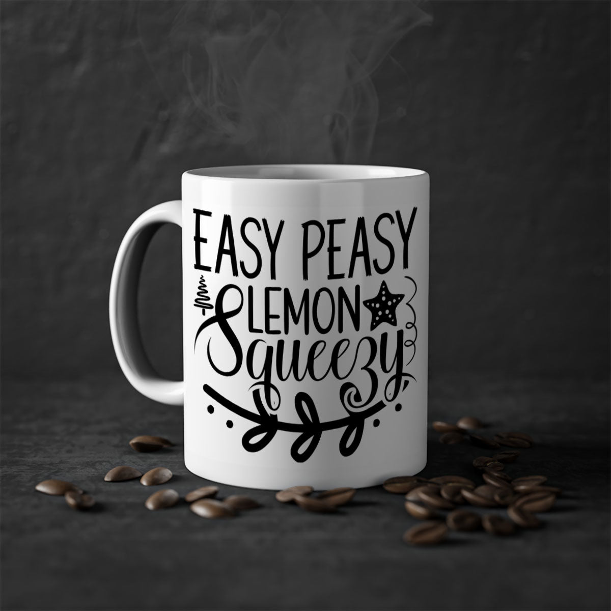Easy Peasy Lemon Squeezy 157# Mug with colorful handle and glossy finish, available in multiple sizes.