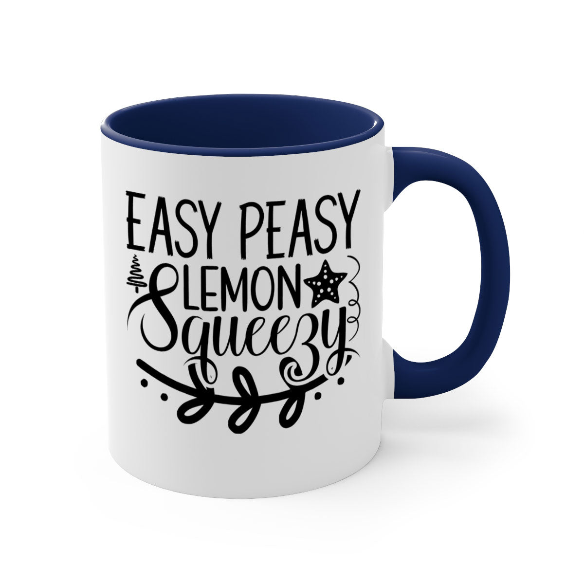 Easy Peasy Lemon Squeezy 157# Mug with colorful handle and glossy finish, available in multiple sizes.