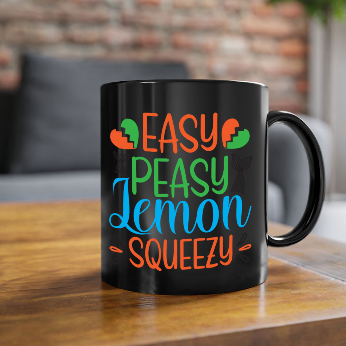 Easy Peasy Lemon Squeezy 158# Mug with a glossy finish, featuring a colored handle and interior, available in multiple colors.