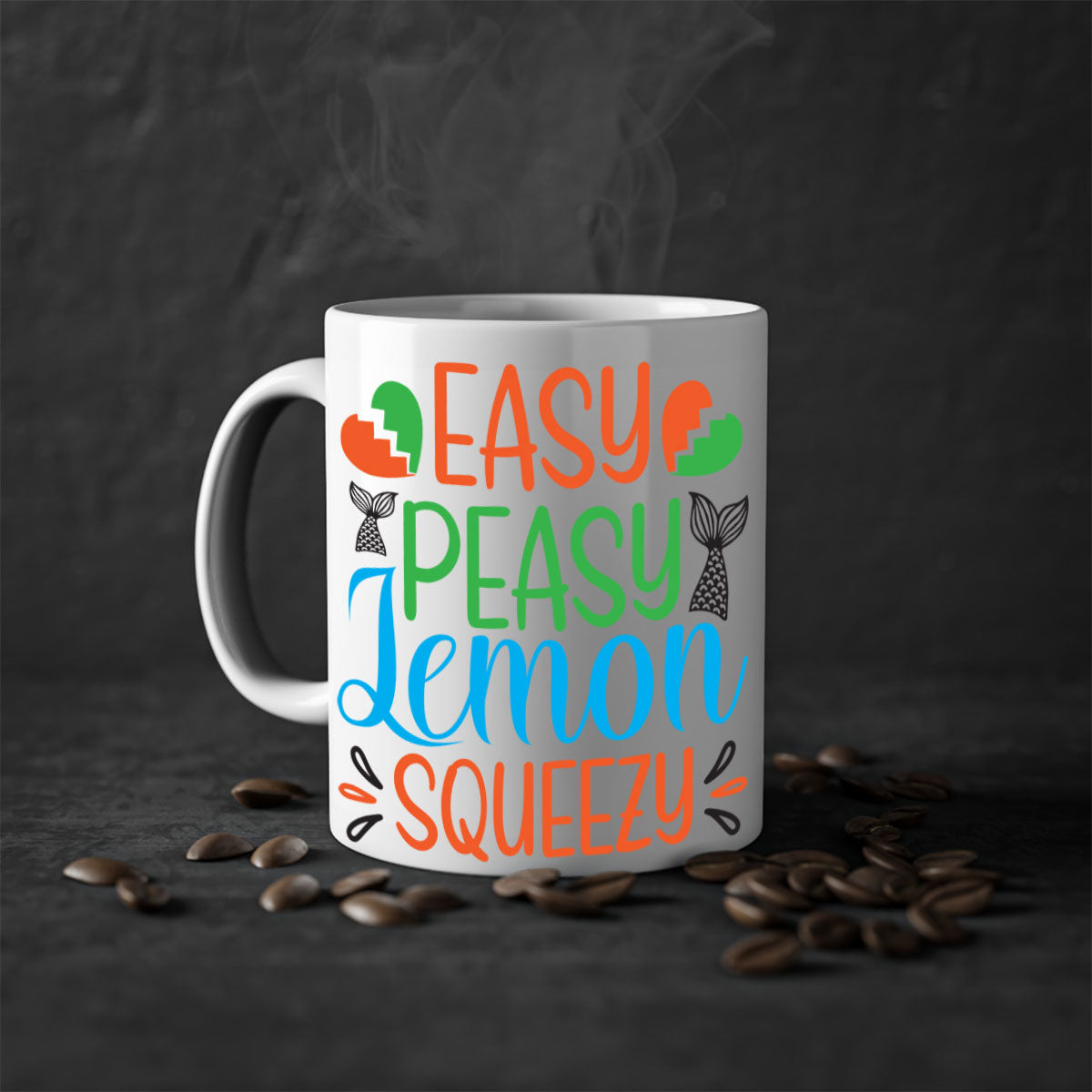 Easy Peasy Lemon Squeezy 158# Mug with a glossy finish, featuring a colored handle and interior, available in multiple colors.