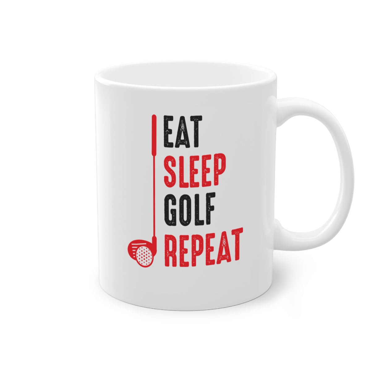 Eat 1284# golf mug with a glossy finish, featuring a colored handle and interior, available in multiple colors and sizes.