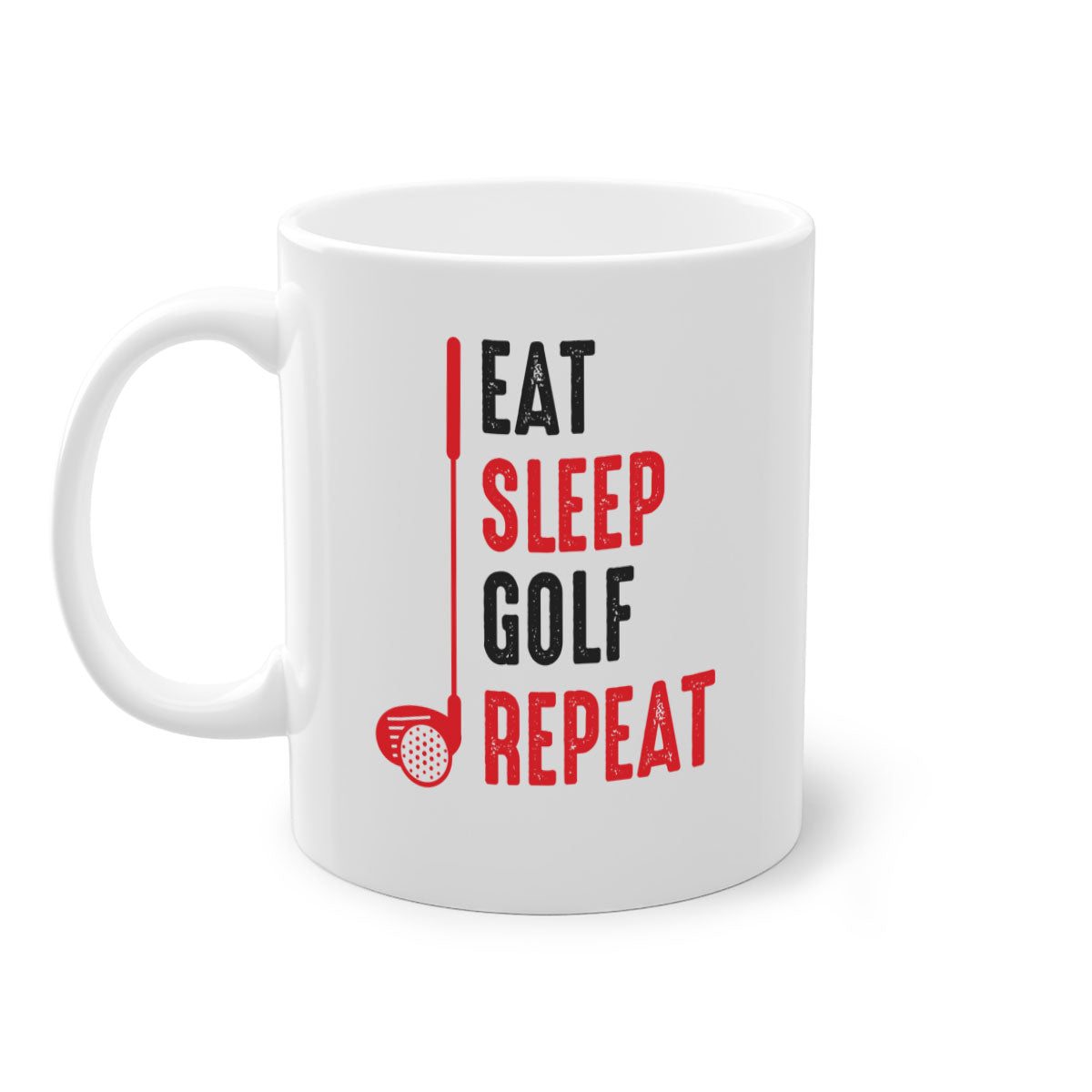 Eat 1284# golf mug with a glossy finish, featuring a colored handle and interior, available in multiple colors and sizes.