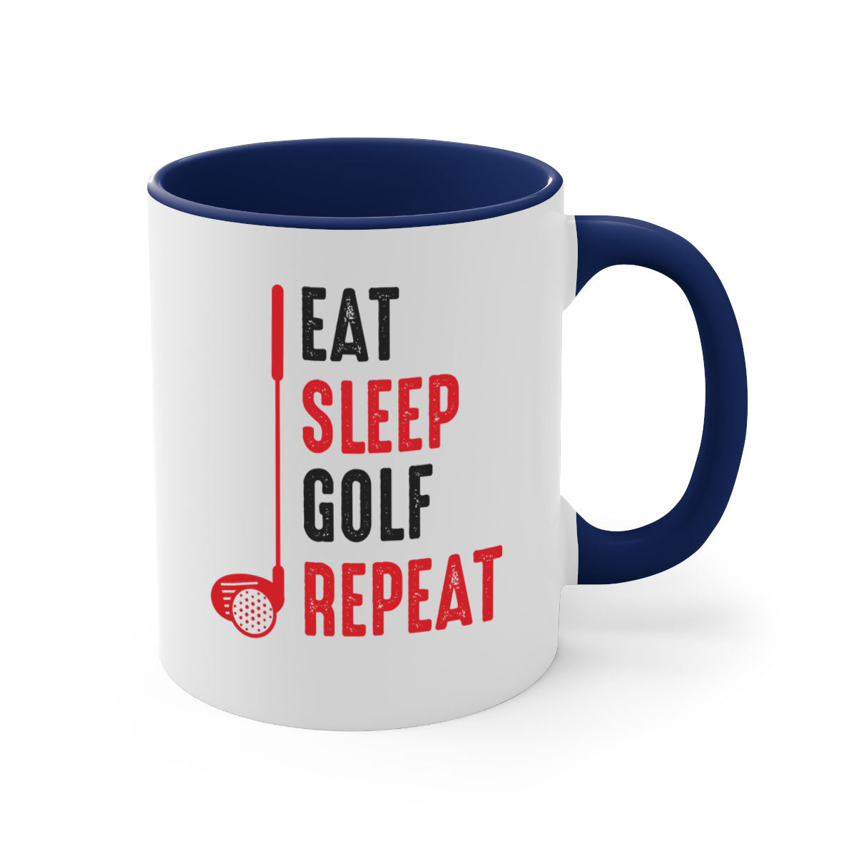 Eat 1284# golf mug with a glossy finish, featuring a colored handle and interior, available in multiple colors and sizes.