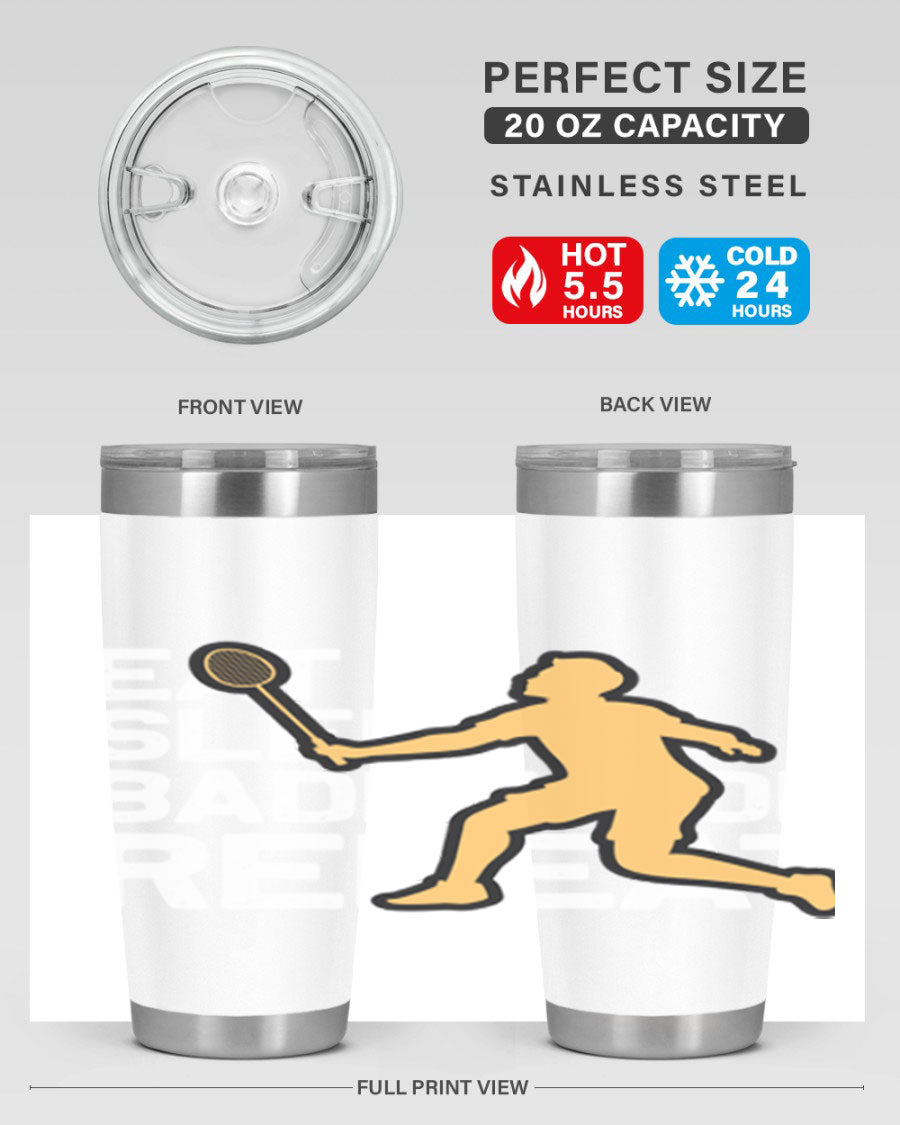 Eat 1286# Badminton Tumbler, a 20oz double wall vacuum stainless steel tumbler with a sleek design and drink-thru lid.