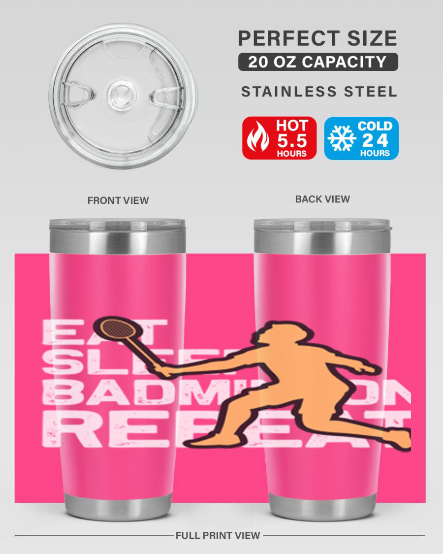 Eat 1286# Badminton Tumbler, a 20oz double wall vacuum stainless steel tumbler with a sleek design and drink-thru lid.