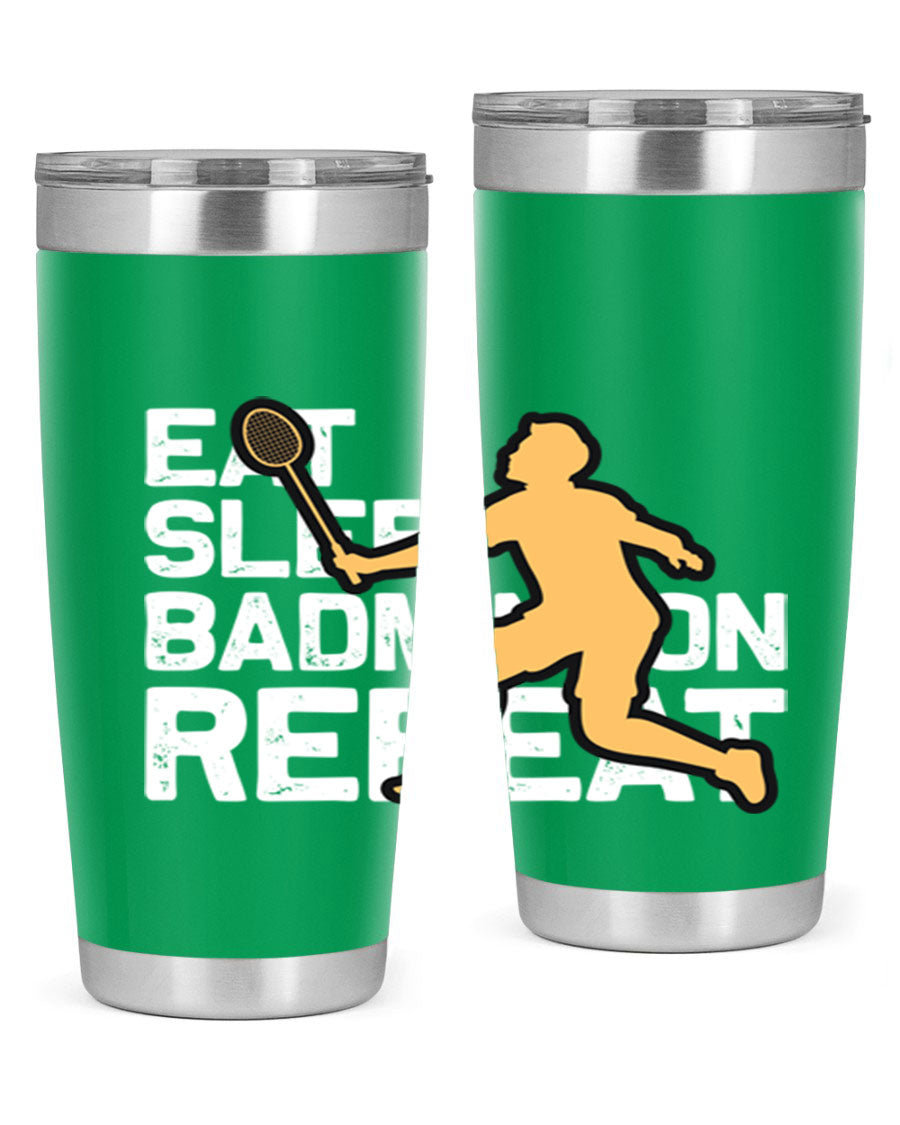 Eat 1286# Badminton Tumbler, a 20oz double wall vacuum stainless steel tumbler with a sleek design and drink-thru lid.