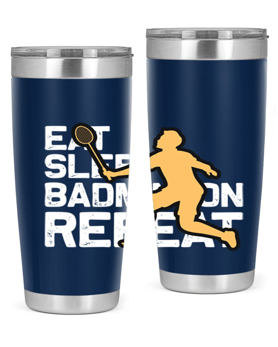 Eat 1286# Badminton Tumbler, a 20oz double wall vacuum stainless steel tumbler with a sleek design and drink-thru lid.