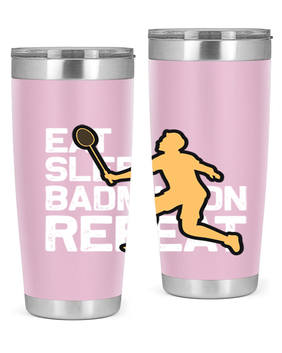 Eat 1286# Badminton Tumbler, a 20oz double wall vacuum stainless steel tumbler with a sleek design and drink-thru lid.