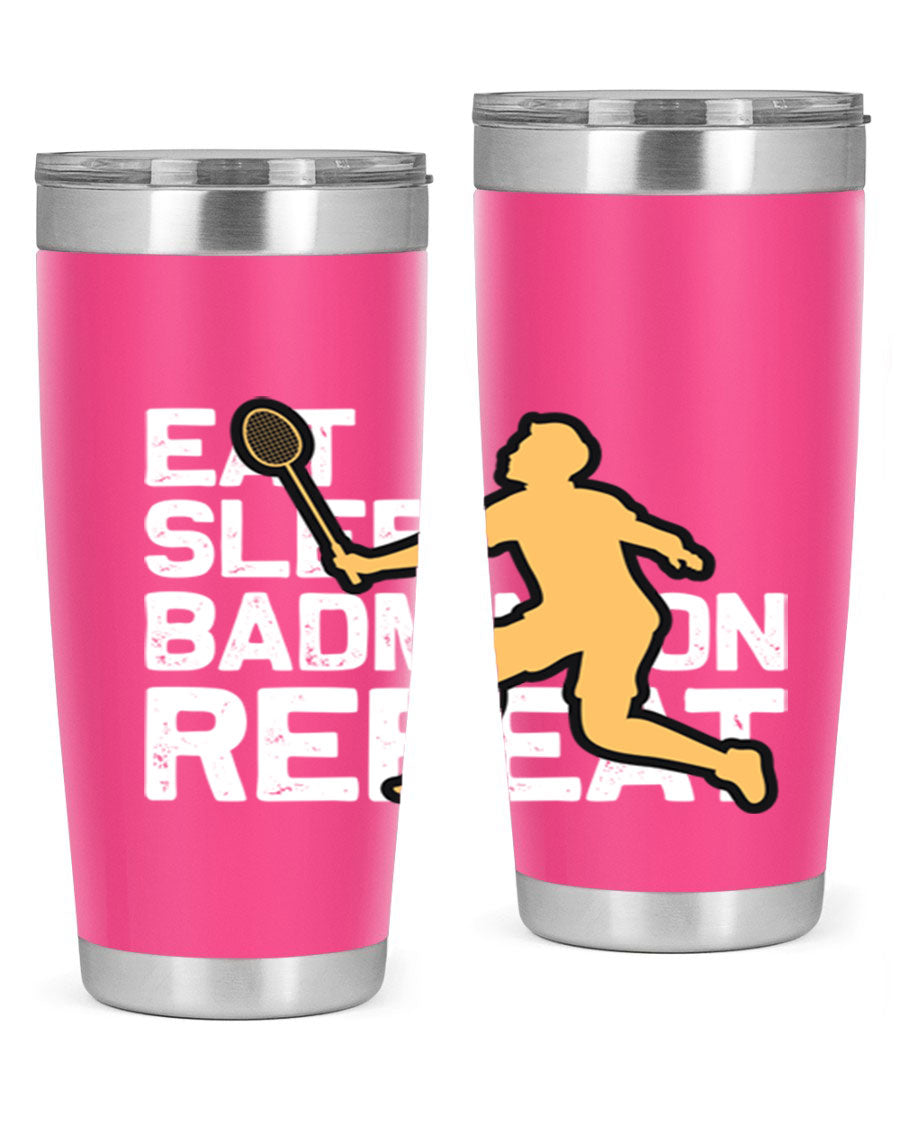 Eat 1286# Badminton Tumbler, a 20oz double wall vacuum stainless steel tumbler with a sleek design and drink-thru lid.