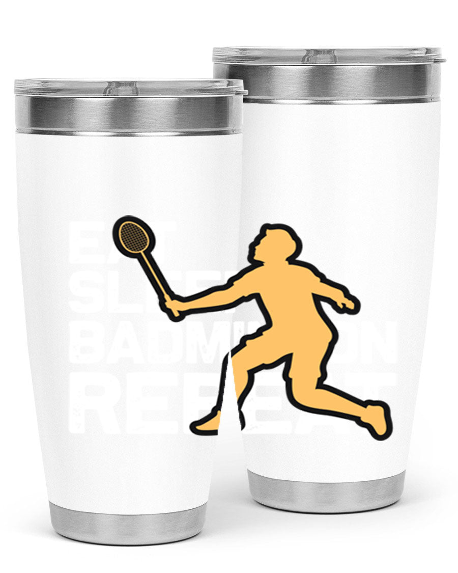Eat 1286# Badminton Tumbler, a 20oz double wall vacuum stainless steel tumbler with a sleek design and drink-thru lid.