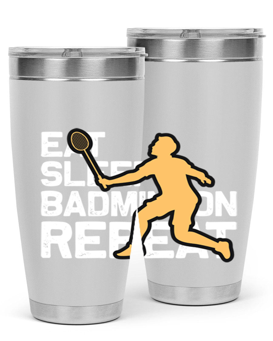 Eat 1286# Badminton Tumbler, a 20oz double wall vacuum stainless steel tumbler with a sleek design and drink-thru lid.