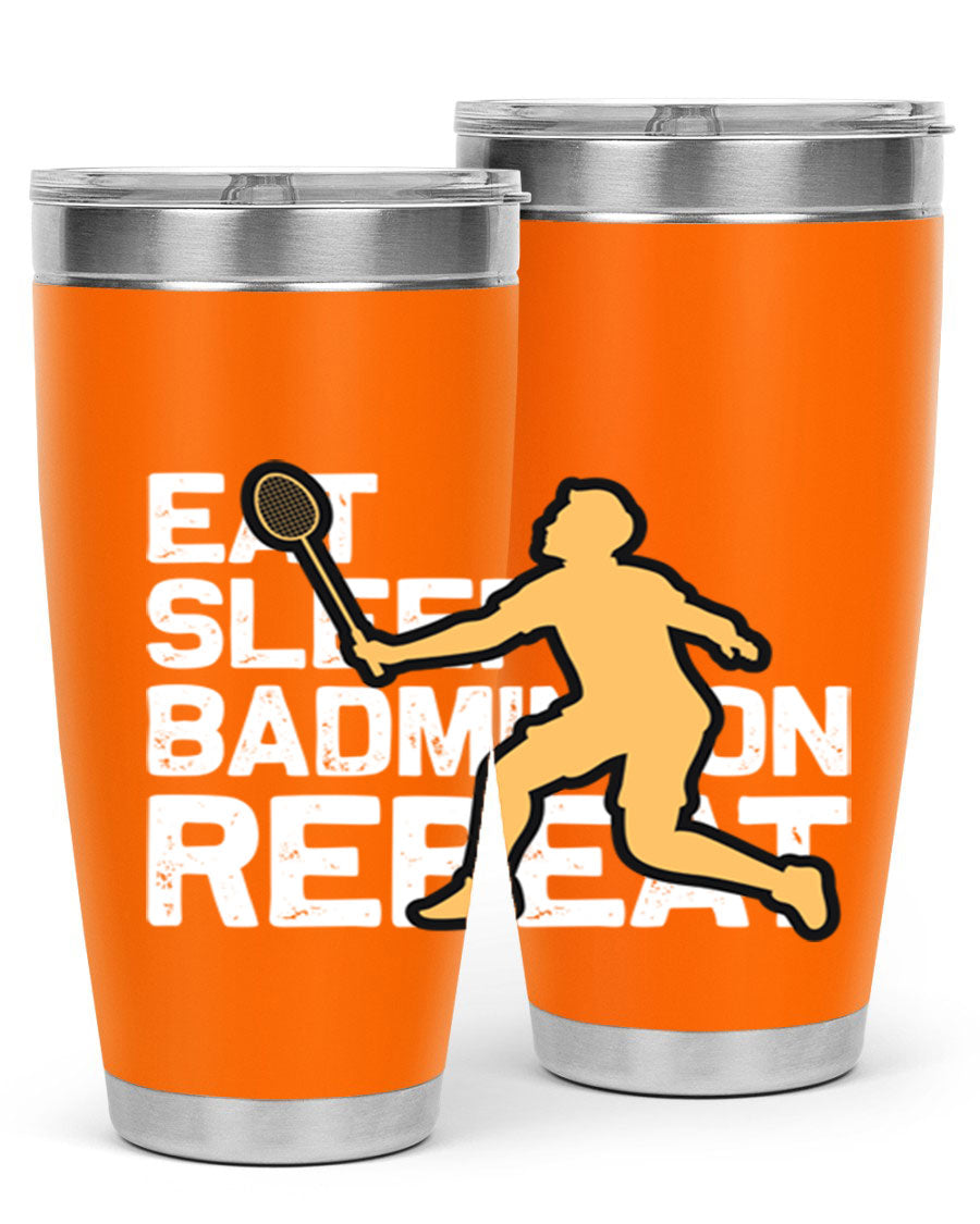 Eat 1286# Badminton Tumbler, a 20oz double wall vacuum stainless steel tumbler with a sleek design and drink-thru lid.