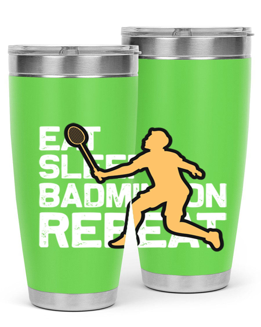 Eat 1286# Badminton Tumbler, a 20oz double wall vacuum stainless steel tumbler with a sleek design and drink-thru lid.