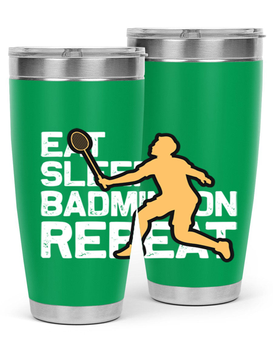 Eat 1286# Badminton Tumbler, a 20oz double wall vacuum stainless steel tumbler with a sleek design and drink-thru lid.