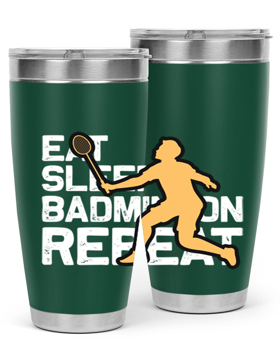 Eat 1286# Badminton Tumbler, a 20oz double wall vacuum stainless steel tumbler with a sleek design and drink-thru lid.